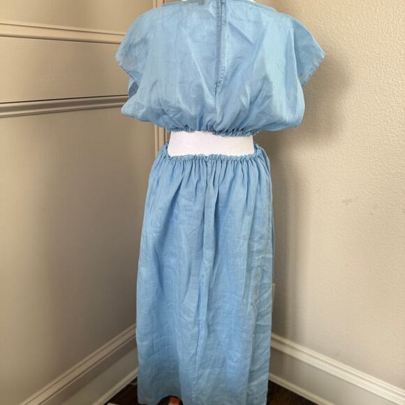 Rebecca Taylor Back Cutout Dress Azul Blue Size Small 100% ramie - Picture 6 of 8